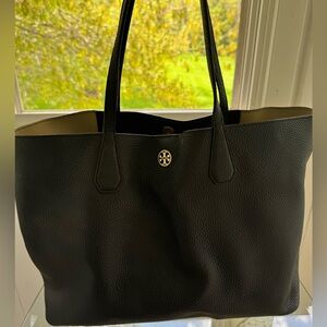 Tory Burch Black Structured Tote Bag